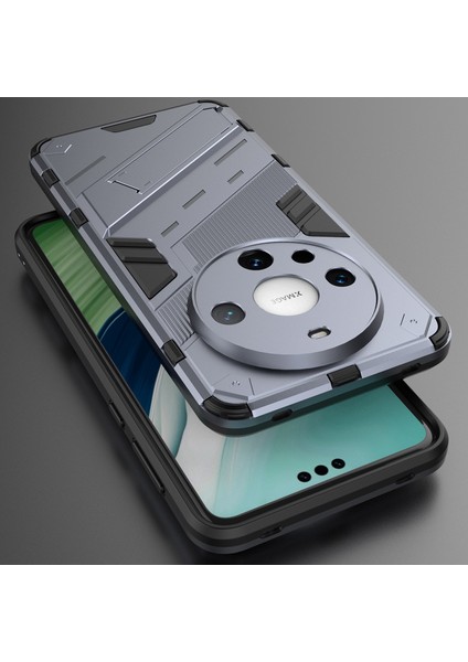 Huawei Mate 60 Pro/mate 60 Pro+ Için Sert Pc Tpu Hibrit Düşme Önleyici Stand Telefon Kılıfı - Gri (Yurt Dışından)
