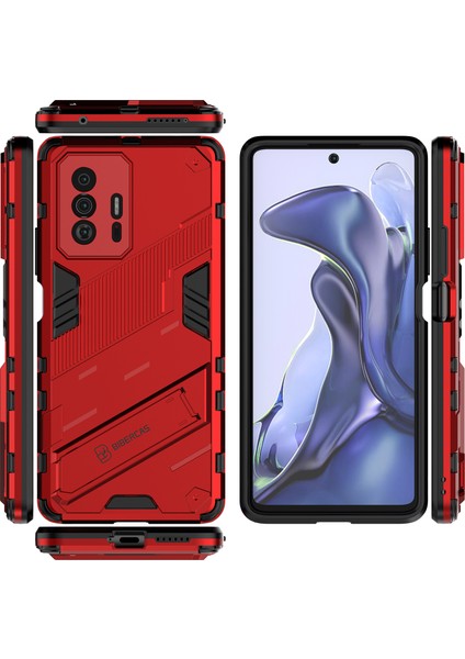 Xiaomi 11T / 11T Pro Için Sert Pc Tpu Hibrit Düşme Önleyici Stand Telefon Kılıfı - Kırmızı (Yurt Dışından) fiyatları