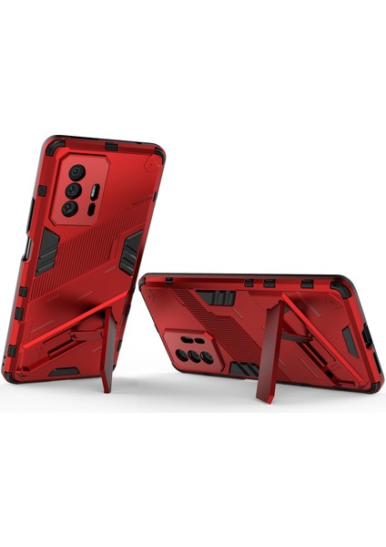 Xiaomi 11T / 11T Pro Için Sert Pc Tpu Hibrit Düşme Önleyici Stand Telefon Kılıfı - Kırmızı (Yurt Dışından) fırsatları