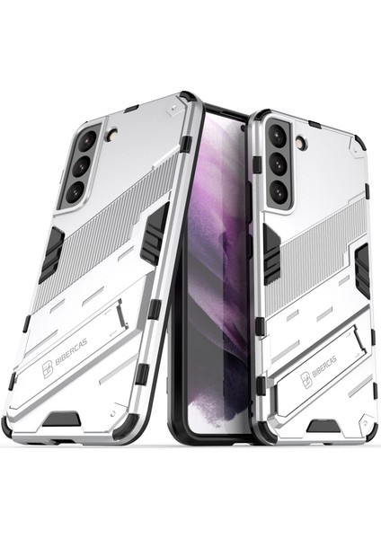 Samsung Galaxy S22+ 5g Için Sert Pc Tpu Hibrit Düşme Önleyici Stand Telefon Kılıfı - Beyaz (Yurt Dışından)