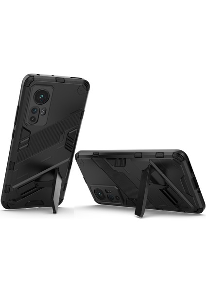 Xiaomi 12 / 12S / 12X Için Sert Pc Tpu Hibrit Düşme Önleyici Stand Telefon Kılıfı - Siyah (Yurt Dışından) fırsatları
