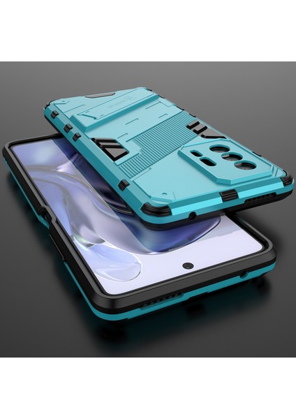 Xiaomi 11T / 11T Pro Için Sert Pc Tpu Hibrit Düşme Önleyici Stand Telefon Kılıfı - Mavi (Yurt Dışından) indirimleri