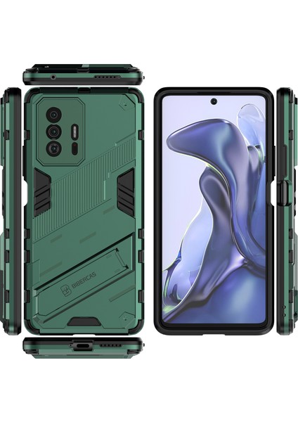 Xiaomi 11T / 11T Pro Için Sert Pc Tpu Hibrit Düşme Önleyici Stand Telefon Kılıfı - Yeşil (Yurt Dışından) fiyatları