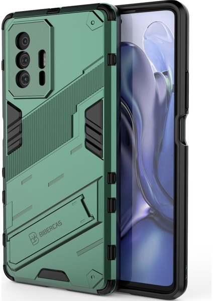 Xiaomi 11T / 11T Pro Için Sert Pc Tpu Hibrit Düşme Önleyici Stand Telefon Kılıfı - Yeşil (Yurt Dışından) modelleri