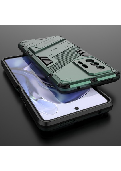Xiaomi 11T / 11T Pro Için Sert Pc Tpu Hibrit Düşme Önleyici Stand Telefon Kılıfı - Yeşil (Yurt Dışından) indirimleri