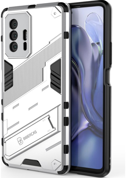Xiaomi 11T / 11T Pro Için Sert Pc Tpu Hibrit Düşme Önleyici Stand Telefon Kılıfı - Beyaz (Yurt Dışından) modelleri