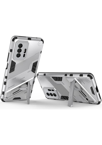 Xiaomi 11T / 11T Pro Için Sert Pc Tpu Hibrit Düşme Önleyici Stand Telefon Kılıfı - Beyaz (Yurt Dışından) fırsatları
