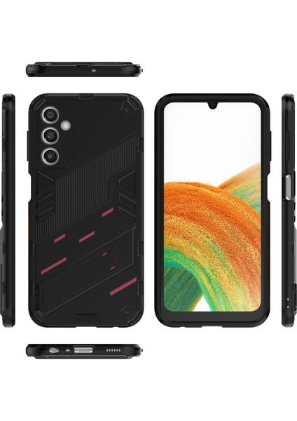 Samsung Galaxy A24 4g Için Sert Pc Tpu Hibrit Düşme Önleyici Stand Telefon Kılıfı - Siyah (Yurt Dışından)