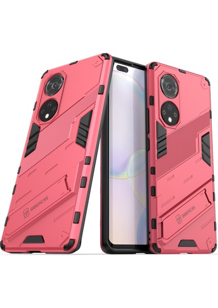 Huawei Nova 9 Pro /honor 50 Pro Için Sert Pc Tpu Hibrit Düşme Önleyici Stand Telefon Kılıfı - Sıcak Pembe (Yurt Dışından)