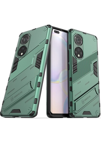 Huawei Nova 9 Pro /honor 50 Pro Için Sert Pc Tpu Hibrit Düşme Önleyici Stand Telefon Kılıfı - Yeşil (Yurt Dışından)