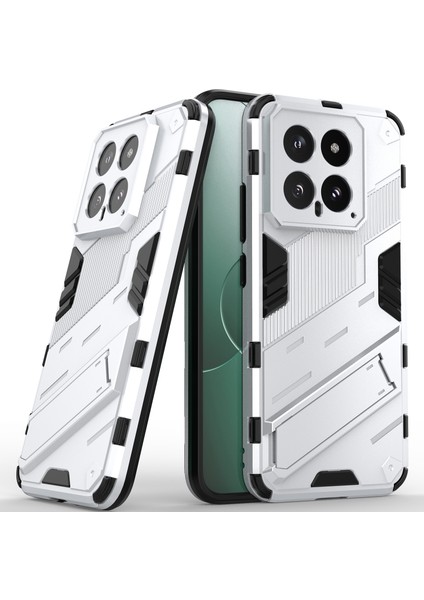 Xiaomi 14 Için Sert Pc Tpu Hibrit Düşme Önleyici Stand Telefon Kılıfı - Beyaz (Yurt Dışından)
