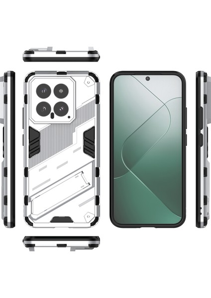 Xiaomi 14 Için Sert Pc Tpu Hibrit Düşme Önleyici Stand Telefon Kılıfı - Beyaz (Yurt Dışından) fiyatları