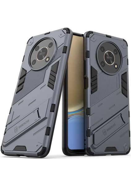 Honor X9 /honor X30/MAGIC4 Lite/honor X40 Gt Için Sert Pc Tpu Hibrit Düşme Önleyici Stand Telefon Kılıfı - Gri (Yurt Dışından)