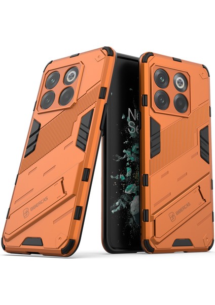 Oneplus 10T Için Sert Pc Tpu Hibrit Düşme Önleyici Stand Telefon Kılıfı - Turuncu (Yurt Dışından)