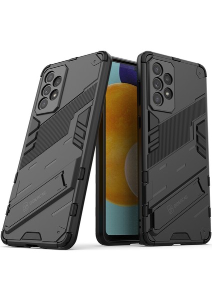 Samsung Galaxy A73 5g Için Sert Pc Tpu Hibrit Düşme Önleyici Stand Telefon Kılıfı - Siyah (Yurt Dışından)