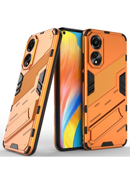 Oppo A78 4g Için Sert Pc Tpu Hibrit Düşme Önleyici Stand Telefon Kılıfı - Turuncu (Yurt Dışından)