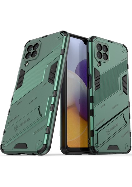 Samsung Galaxy A22 4g Için Sert Pc Tpu Hibrit Düşme Önleyici Stand Telefon Kılıfı - Yeşil (Yurt Dışından)