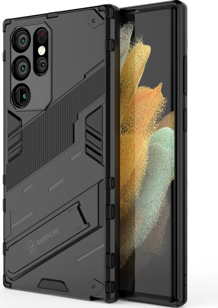 Samsung Galaxy S22 Ultra 5g Için Sert Pc Tpu Hibrit Düşme Önleyici Stand Telefon Kılıfı - Siyah (Yurt Dışından) modelleri