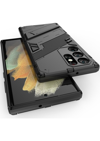 Samsung Galaxy S22 Ultra 5g Için Sert Pc Tpu Hibrit Düşme Önleyici Stand Telefon Kılıfı - Siyah (Yurt Dışından) indirimleri