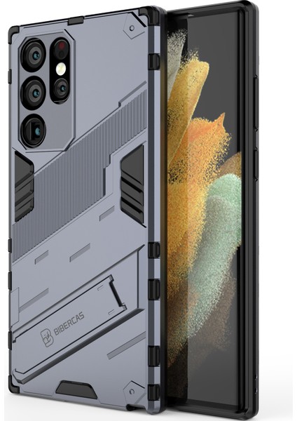 Samsung Galaxy S22 Ultra 5g Için Sert Pc Tpu Hibrit Düşme Önleyici Stand Telefon Kılıfı - Gri (Yurt Dışından) modelleri
