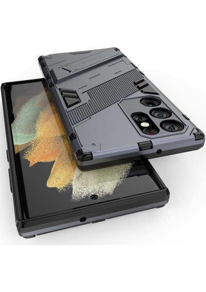 Samsung Galaxy S22 Ultra 5g Için Sert Pc Tpu Hibrit Düşme Önleyici Stand Telefon Kılıfı - Gri (Yurt Dışından) indirimleri