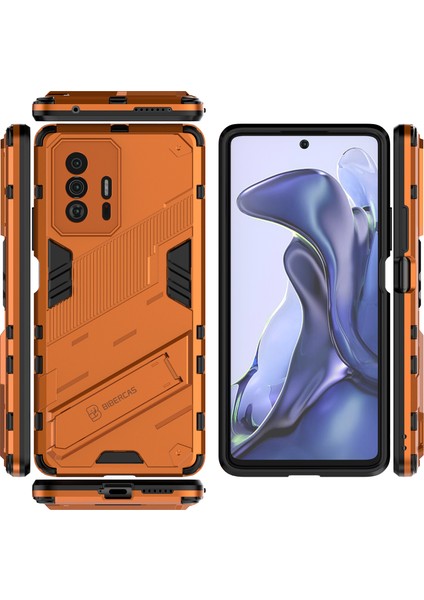 Xiaomi 11T / 11T Pro Için Sert Pc Tpu Hibrit Düşme Önleyici Stand Telefon Kılıfı - Turuncu (Yurt Dışından) fiyatları