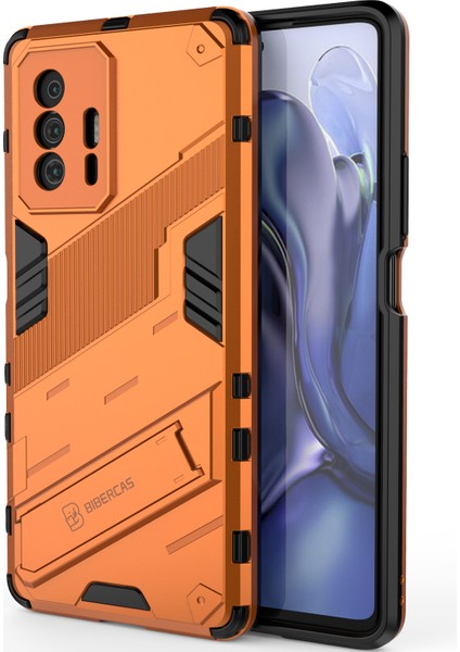 Xiaomi 11T / 11T Pro Için Sert Pc Tpu Hibrit Düşme Önleyici Stand Telefon Kılıfı - Turuncu (Yurt Dışından) modelleri