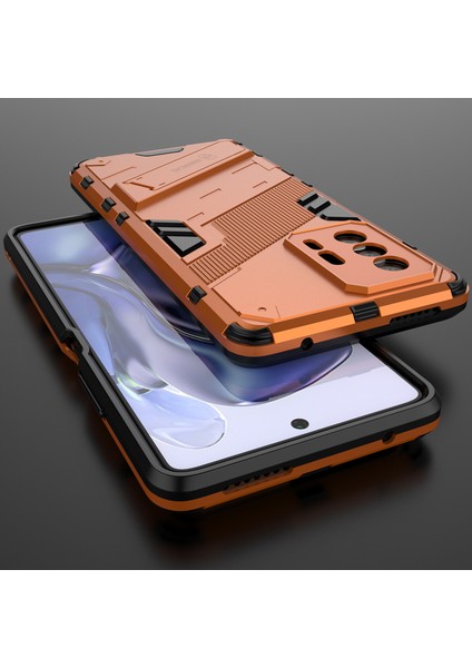 Xiaomi 11T / 11T Pro Için Sert Pc Tpu Hibrit Düşme Önleyici Stand Telefon Kılıfı - Turuncu (Yurt Dışından) indirimleri