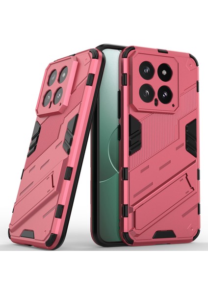 Xiaomi 14 Için Sert Pc Tpu Hibrit Düşme Önleyici Stand Telefon Kılıfı - Sıcak Pembe (Yurt Dışından)