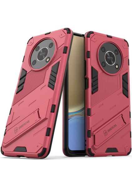 Honor X9 /honor X30/MAGIC4 Lite/honor X40 Gt Için Sert Pc Tpu Hibrit Düşme Önleyici Stand Telefon Kılıfı - Sıcak Pembe (Yurt Dışından)