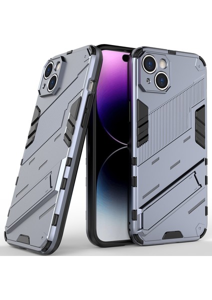 iPhone 14 Için Sert Pc Tpu Hibrit Düşme Önleyici Stand Telefon Kılıfı - Gri (Yurt Dışından)
