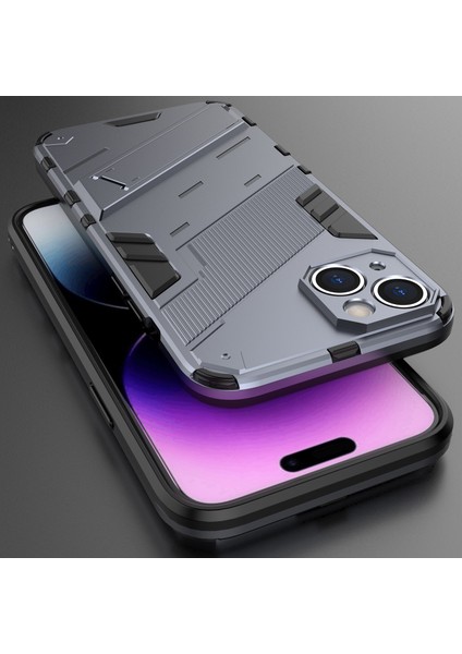 iPhone 14 Için Sert Pc Tpu Hibrit Düşme Önleyici Stand Telefon Kılıfı - Gri (Yurt Dışından) indirimleri