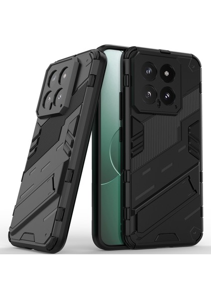 Xiaomi 14 Için Sert Pc Tpu Hibrit Düşme Önleyici Stand Telefon Kılıfı - Siyah (Yurt Dışından)