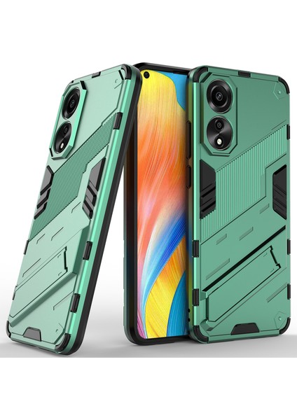 Oppo A78 4g Için Sert Pc Tpu Hibrit Düşme Önleyici Stand Telefon Kılıfı - Yeşil (Yurt Dışından)