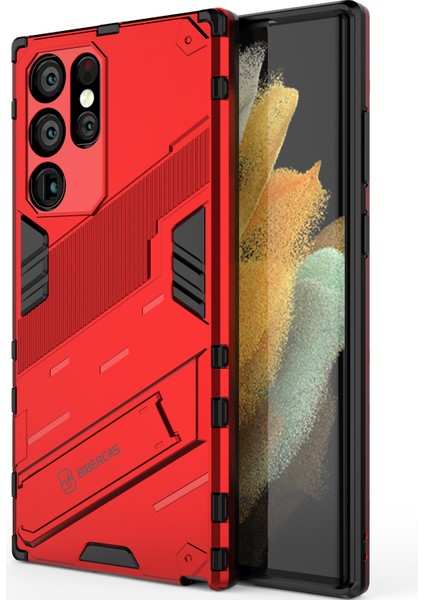 Samsung Galaxy S22 Ultra 5g Için Sert Pc Tpu Hibrit Düşme Önleyici Stand Telefon Kılıfı - Kırmızı (Yurt Dışından) modelleri