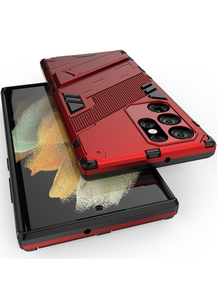 Samsung Galaxy S22 Ultra 5g Için Sert Pc Tpu Hibrit Düşme Önleyici Stand Telefon Kılıfı - Kırmızı (Yurt Dışından) indirimleri