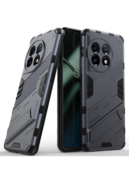 Oneplus 11 5g Için Sert Pc Tpu Hibrit Düşme Önleyici Stand Telefon Kılıfı - Gri (Yurt Dışından)