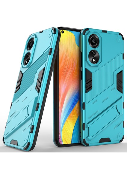 Oppo A78 4g Için Sert Pc Tpu Hibrit Düşme Önleyici Stand Telefon Kılıfı - Mavi (Yurt Dışından)