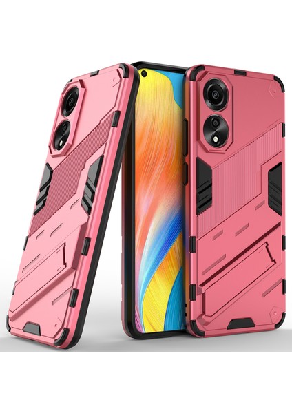 Oppo A78 4g Için Sert Pc Tpu Hibrit Düşme Önleyici Stand Telefon Kılıfı - Sıcak Pembe (Yurt Dışından)