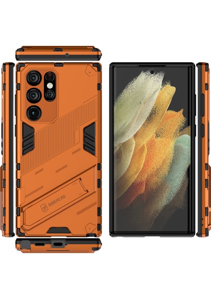 Samsung Galaxy S22 Ultra 5g Için Sert Pc Tpu Hibrit Düşme Önleyici Stand Telefon Kılıfı - Turuncu (Yurt Dışından) fiyatları