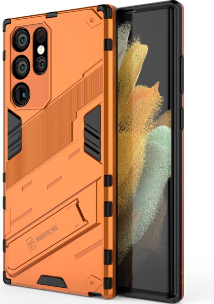 Samsung Galaxy S22 Ultra 5g Için Sert Pc Tpu Hibrit Düşme Önleyici Stand Telefon Kılıfı - Turuncu (Yurt Dışından) modelleri