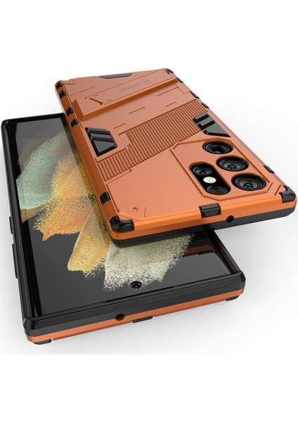 Samsung Galaxy S22 Ultra 5g Için Sert Pc Tpu Hibrit Düşme Önleyici Stand Telefon Kılıfı - Turuncu (Yurt Dışından) indirimleri