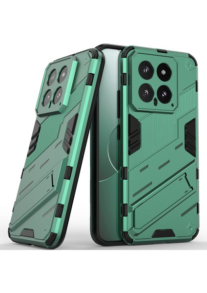 Xiaomi 14 Için Sert Pc Tpu Hibrit Düşme Önleyici Stand Telefon Kılıfı - Yeşil (Yurt Dışından)