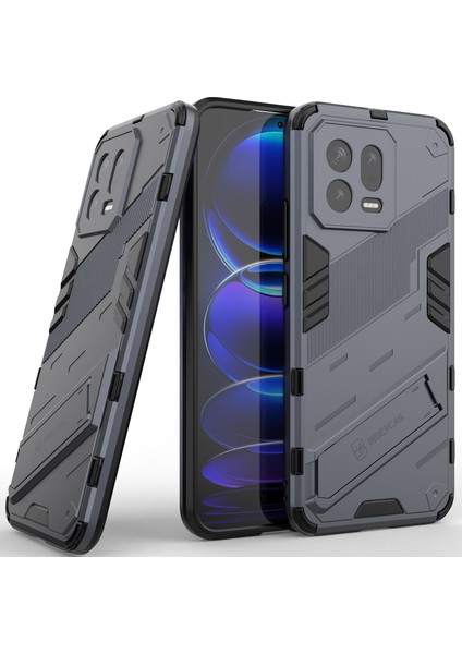 Xiaomi 13 Için Sert Pc Tpu Hibrit Düşme Önleyici Stand Telefon Kılıfı - Gri (Yurt Dışından)