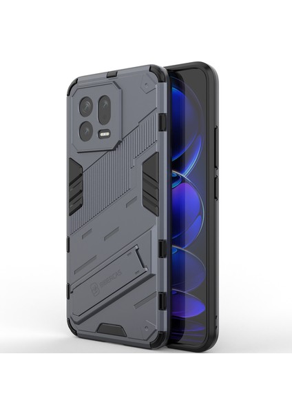 Xiaomi 13 Için Sert Pc Tpu Hibrit Düşme Önleyici Stand Telefon Kılıfı - Gri (Yurt Dışından)