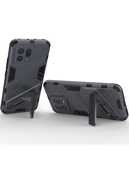 Xiaomi 13 Için Sert Pc Tpu Hibrit Düşme Önleyici Stand Telefon Kılıfı - Gri (Yurt Dışından)