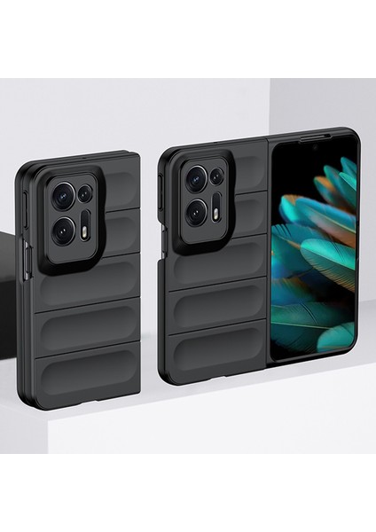 Oppo Find N2 Için Dayanıklı Pc Kauçuk Darbeye Dayanıklı Telefon Kılıfı - Siyah (Yurt Dışından)