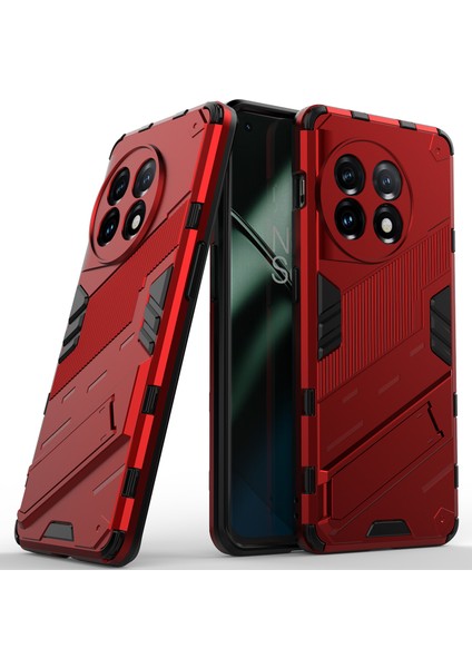 Oneplus 11 5g Için Sert Pc Tpu Hibrit Düşme Önleyici Stand Telefon Kılıfı - Kırmızı (Yurt Dışından)