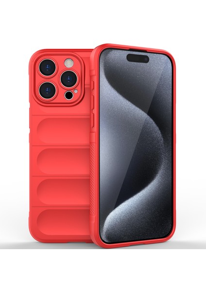 iPhone 15 Pro Max Için Yumuşak Tpu Kaymaz Telefon Kılıfı - Kırmızı (Yurt Dışından)