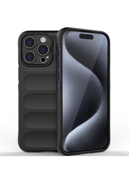 iPhone 15 Pro Için Yumuşak Tpu Kaymaz Telefon Kılıfı - Siyah (Yurt Dışından)
